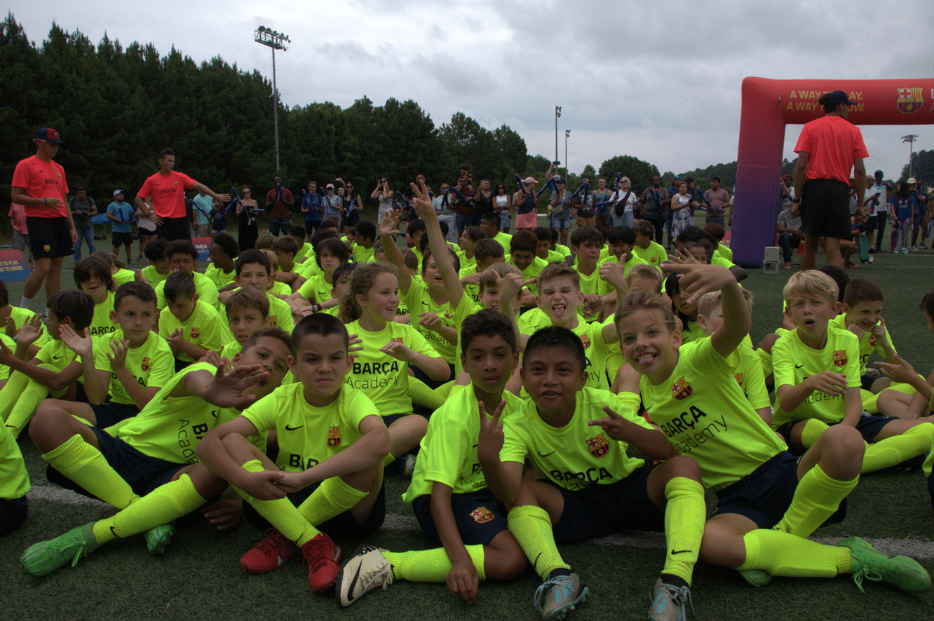 Kids together in a premier soccer academy.